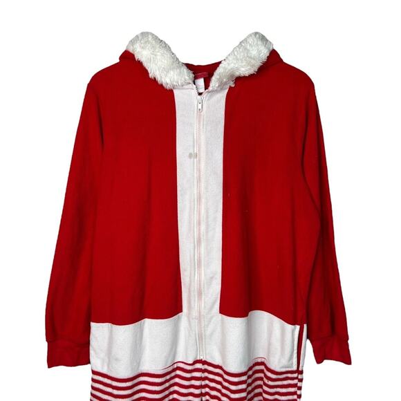 Wondershop Christmas Fleece Hooded 1 Piece Pajama Union Suit Red FLAW Adult XL - Picture 3 of 7